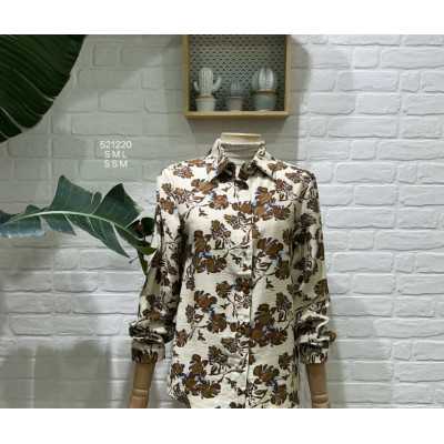 CAMISA FLORES MARRÖN