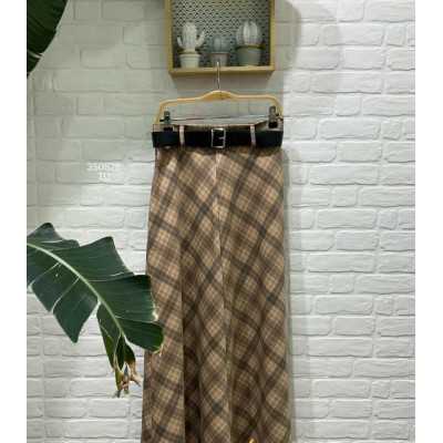 FALDA CUADROS CAMEL